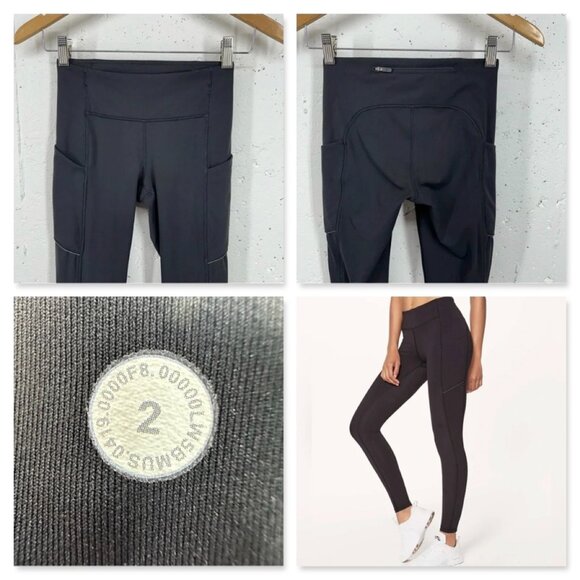 Lot of 2 Lululemon size 2 Black Speed Up Tight Wunder under hr crop 23 scallop - Picture 5 of 13